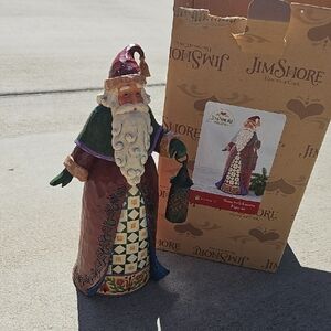 Jim Shore Santa Figurine with Purple and Green Details